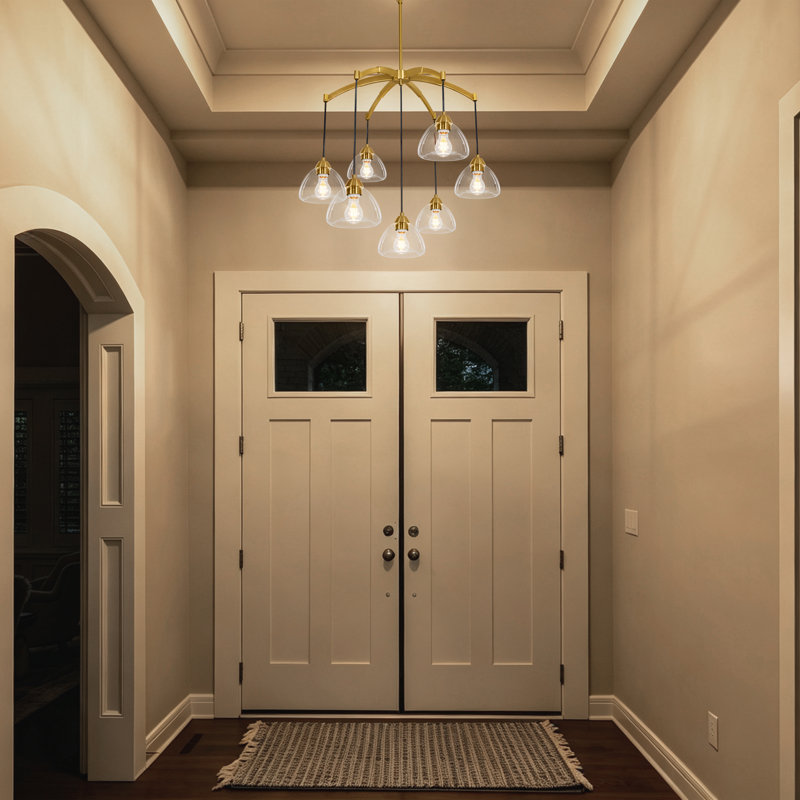Lustre spoutnik linéaire à 7 lumières de style moderne pour salle à manger et vestibule