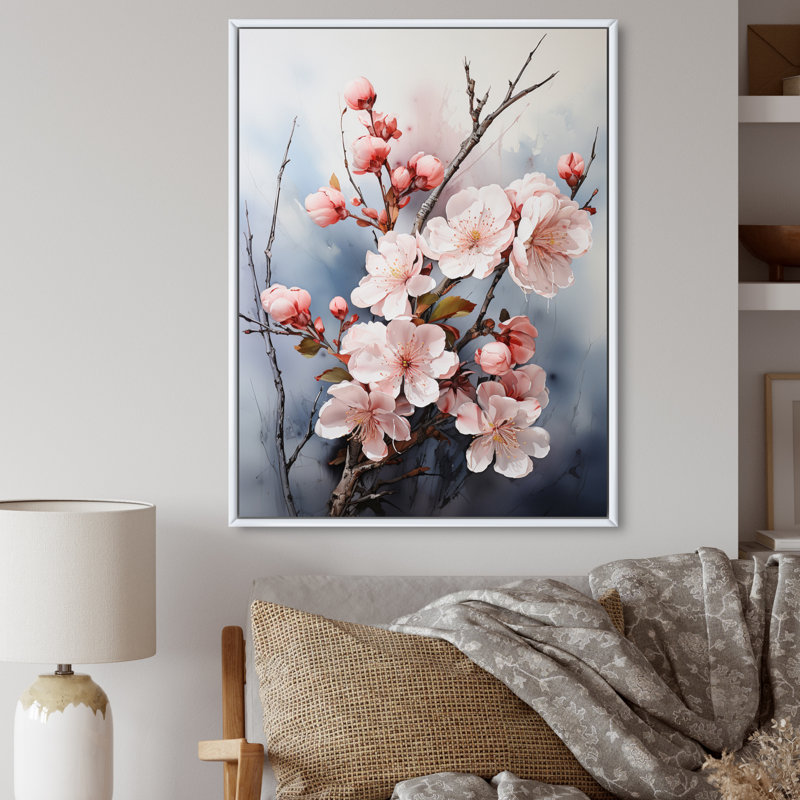 «Vittore Pink Blossoms Ethereal Delicacy I», reproduction, H 32 po x l 24 po x P 1 po, Cadre flottant blanc