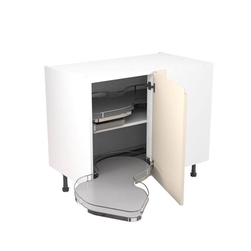 KitchenKit Flatpack J Pull Matt Base Unit Blind Corner With Pull Out Left, Cashmere