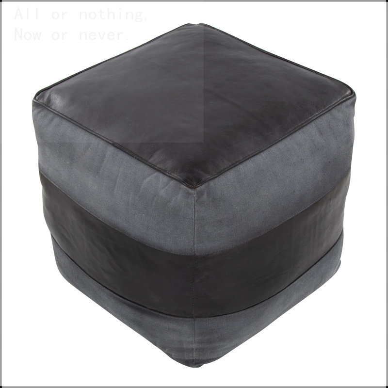 Repose-pieds en cuir et toile, Gris