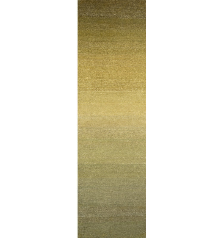 Fade Hand Knotted Ombre Area Rug in Olive/Grass/Moss Green, Runner 3' x 9'