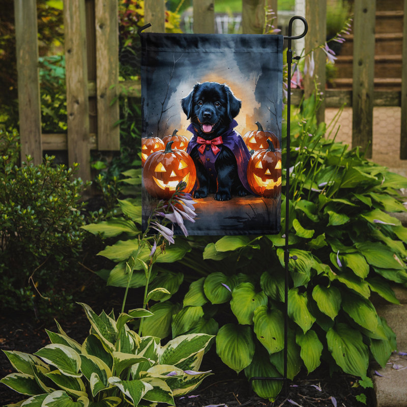Drapeau de jardin chiot Halloween, Terre-Neuve noir
