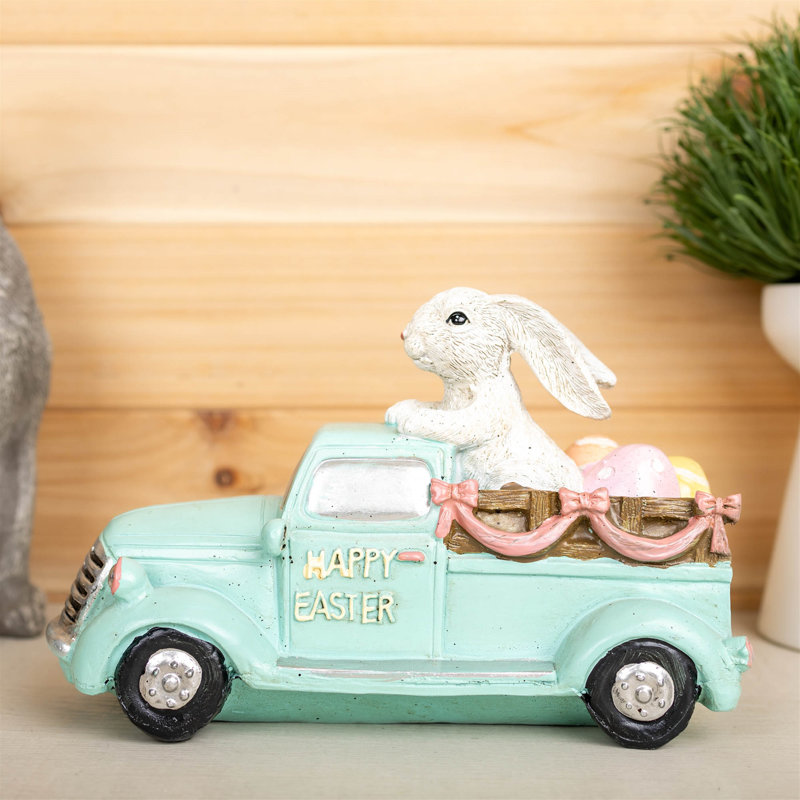 Easter Bunny in Car Figurine 9.5"L