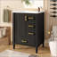Meuble-lavabo moderne 24 po avec lavabo en céramique, porte à fermeture douce, 3 tiroirs, poignées dorées et support de porte-1321843385