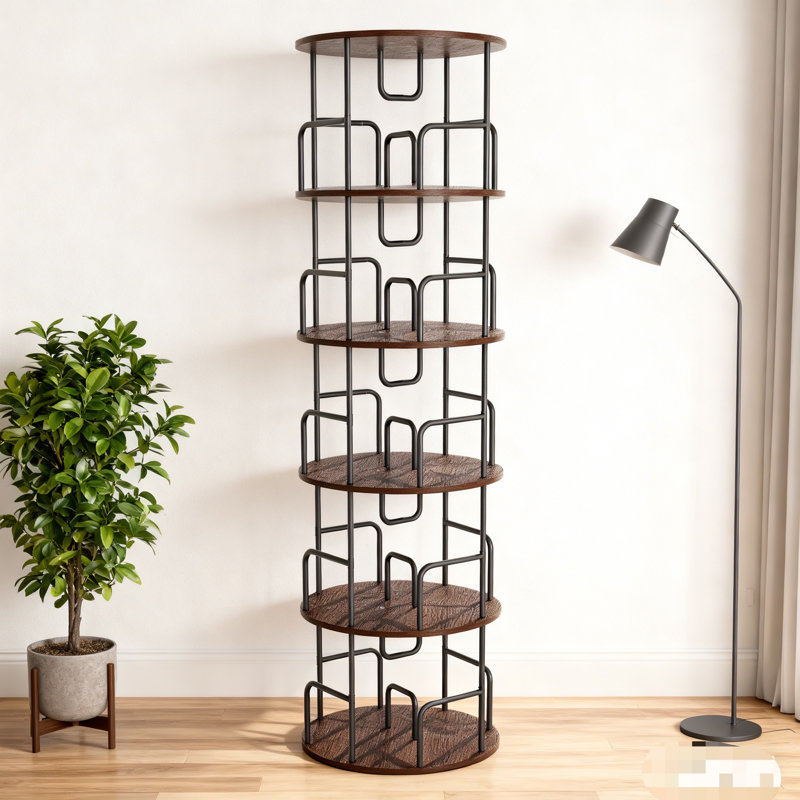 Rotating Bookshelf Tower 5 Tier,Spinning Bookcase, Revolving 360 Book Shelf Narrow Tall Bookcase, Vertical Turning Round Storage Bookshelf ,Book Shelf Organizer For Bedroom, Living Room, White