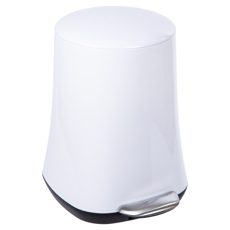 Poubelle à pédale 1,3 gallons en plastique, Blanc
