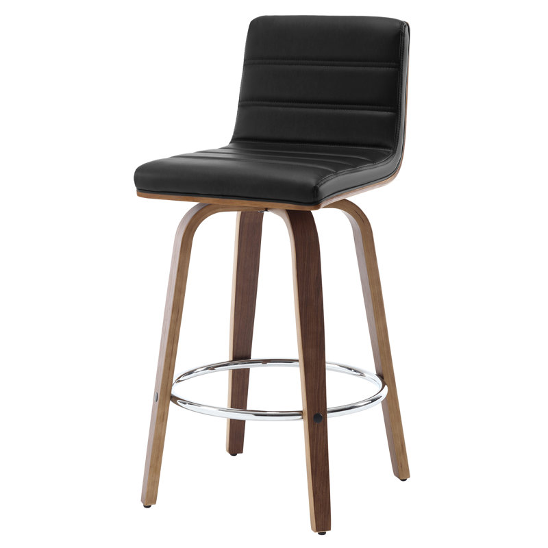 Tabouret pivotant rembourré, Noir, Tabouret de comptoir (siège d'une hauteur de 26 p