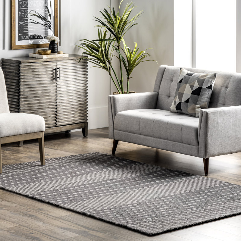 Wool Geometric Indoor Rug, Rectangle 8'x 10'