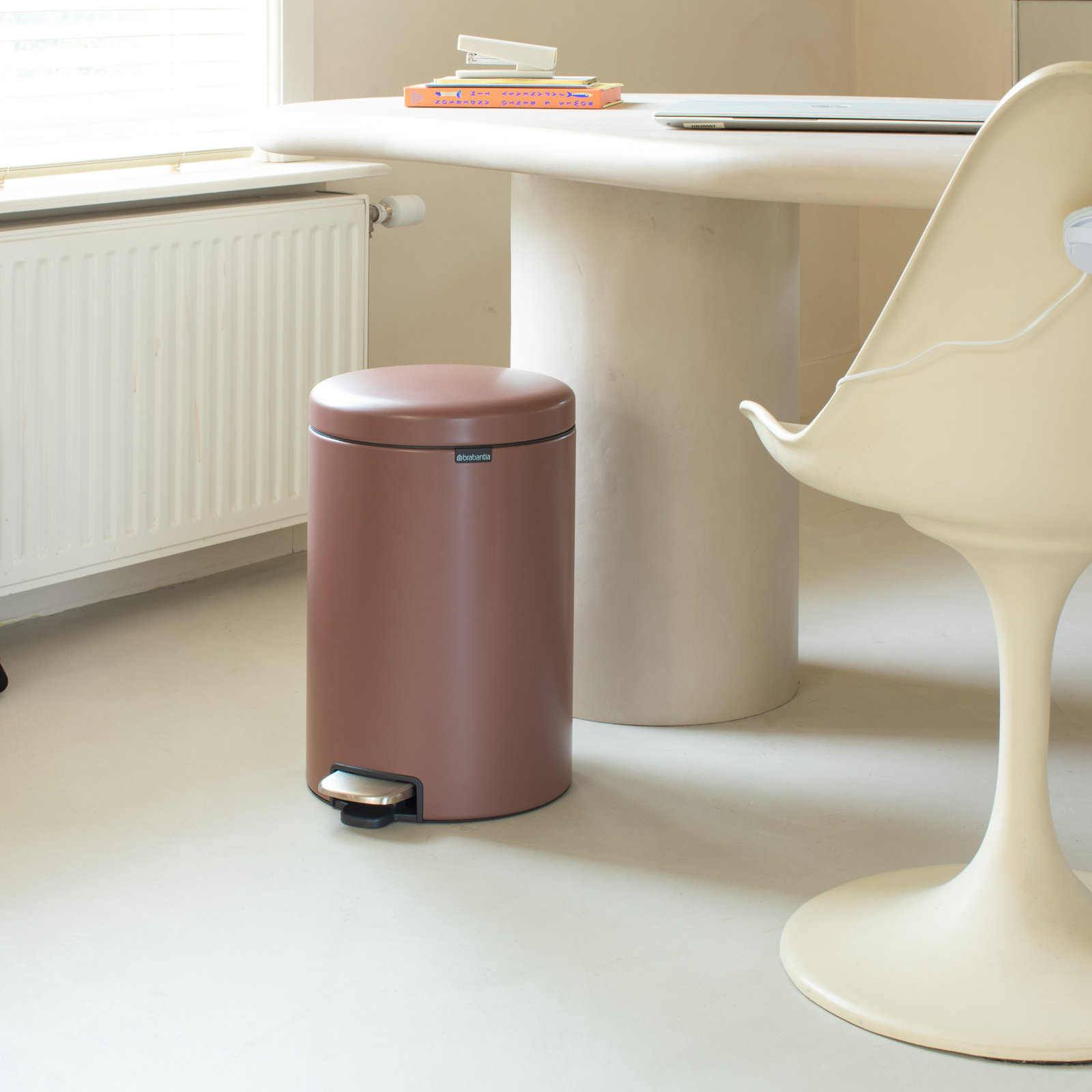 Brabantia Newicon 5.3gal Step-On Can, Satin Taupe