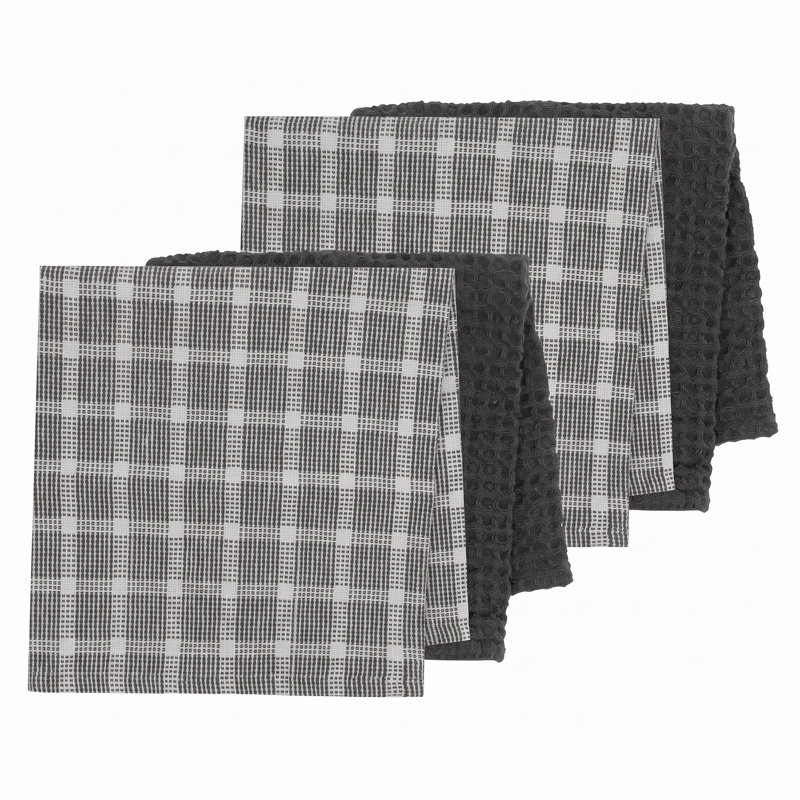 Ensemble de 4 torchons en coton tissé, 30 x 30 cm, ultra-absorbants, à maille gaufrée, pour la vaisselle et le nettoyage, gris