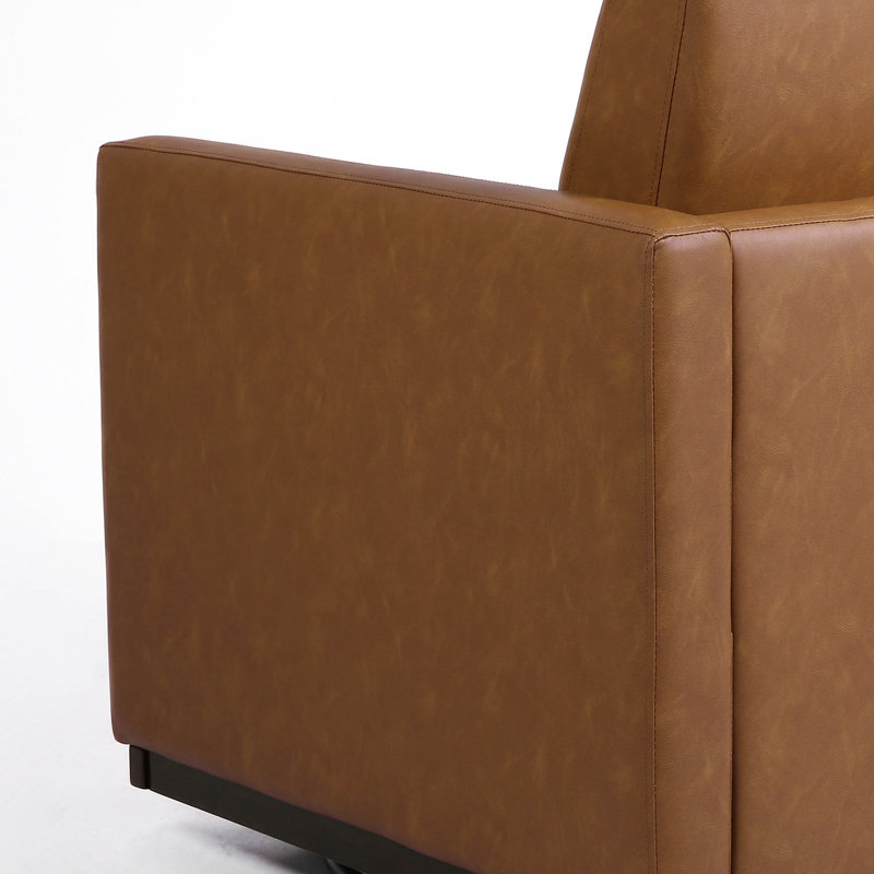 Upholstered Swivel Armchair, Brown Faux Leather
