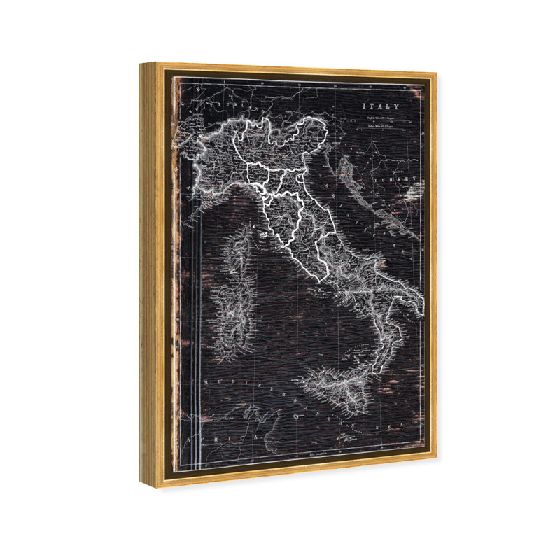 « map of italie 1873 », impression sur toile, H 24 po x l 36 po, Cadre doré