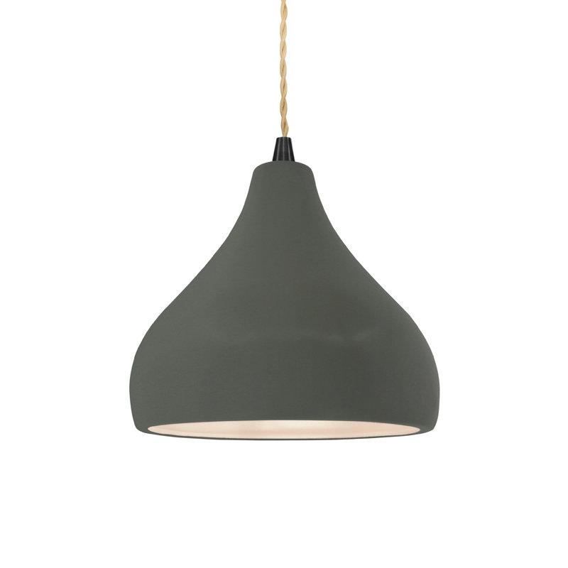 Luminaire suspendu à 1 lumière Meydan, H 7,25 po x l 8 po x P 8 po, Étain, vert, Noir mat