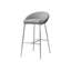 De 2 tabourets de bar modernes, pieds en métal, siège rembourré en mousse grise, supports au design peu encombrant, tissu texturé, dossier confortable