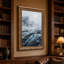 «Glowing Blue Cracked Ice Near Misty Glaciers», art mural sur toile-337251945