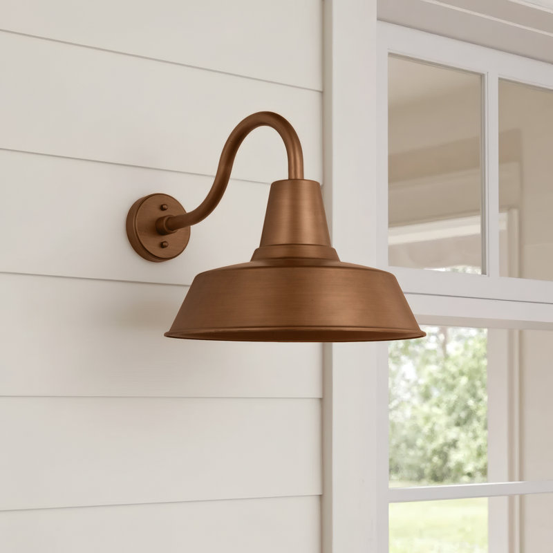 Flores Barn Light Wall Lantern, 15" H x 16" W x 24" D, Yes, Natural Copper