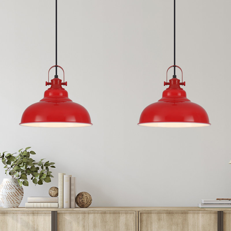 2 Pack Red Pendant Lights Kitchen Island Lighting, Farmhouse Pendant Light Fixtures, Island Pendant Light for Kitchen, Restaurants, Cafes