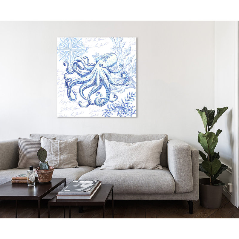" Coastal Sketch: Octopus ", 12" H x 12" W x 1.5" D
