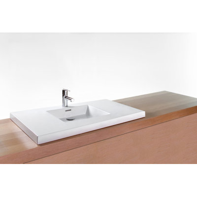 36" Cube Collection Single Bathroom Sink, White