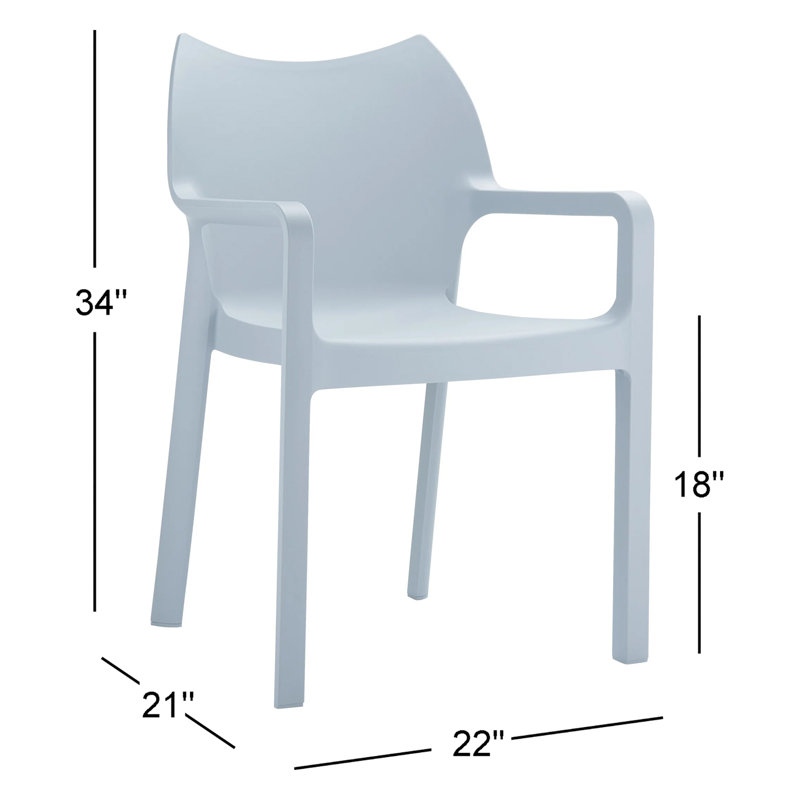 Chaise de patio empilable Adrian, Gris argenté