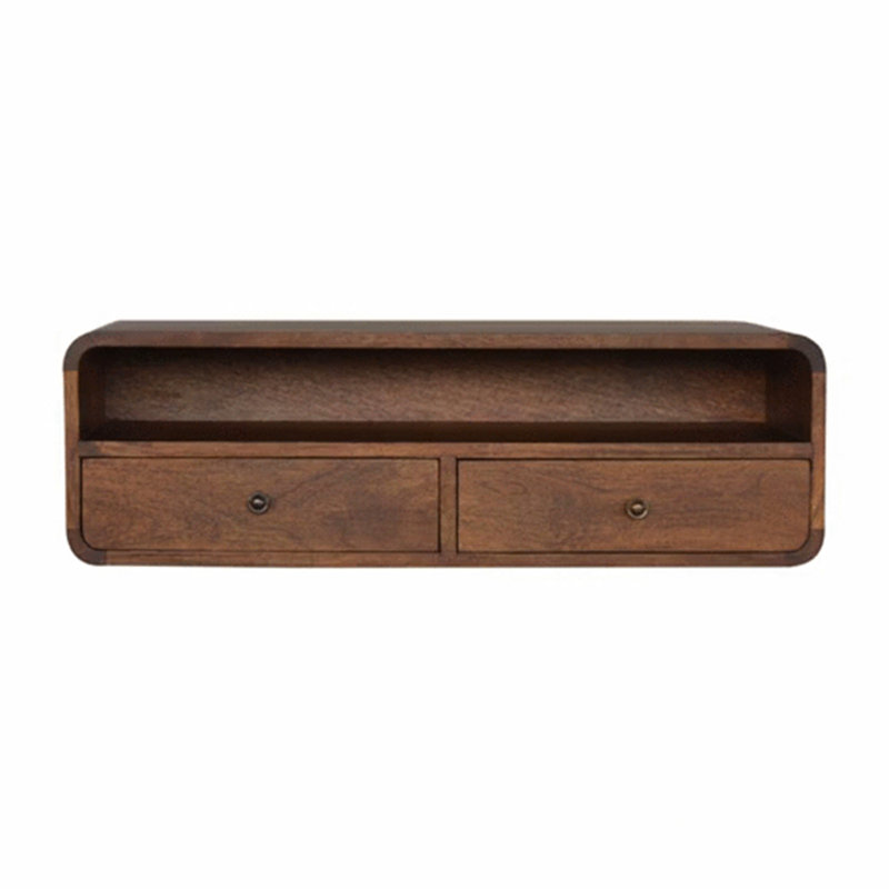Console flottante châtaignier ouverte