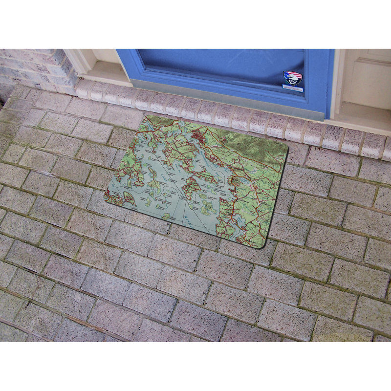 Tapis d'entrée / extérieur antidérapant Lake Winnipesaukee NH, Rectangle 1 pi 6 po x 2 pi 2 po
