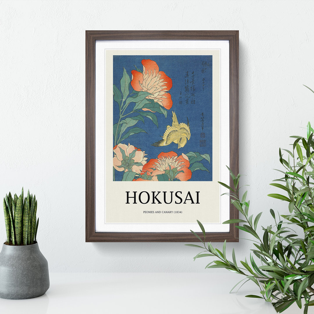 Canary and Peony by Katsushika Hokusai - Picture Frame Art Prints