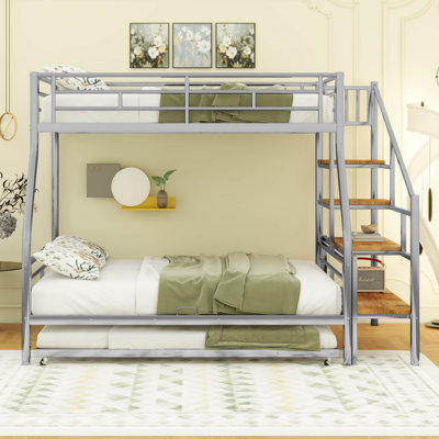 Auren Twin over Full Metal Futon Bunk Bed with Bookcase by Mason & Marbles -  DEA5D0BB481A447587DAB192E5C46111