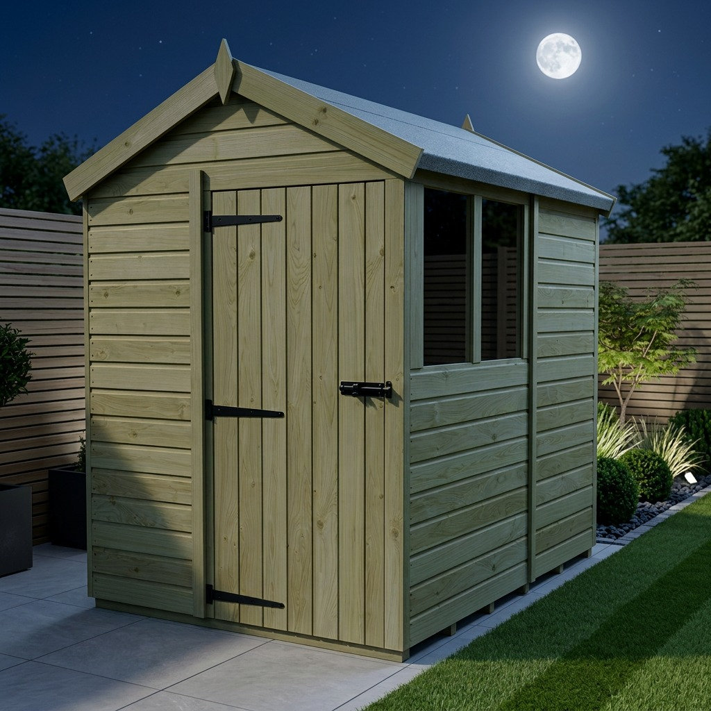 Total Sheds 5ft x 7ft Apex Garden Shed - Single Door - With Windows - Pressure Treated Timber - UK Manufactured
