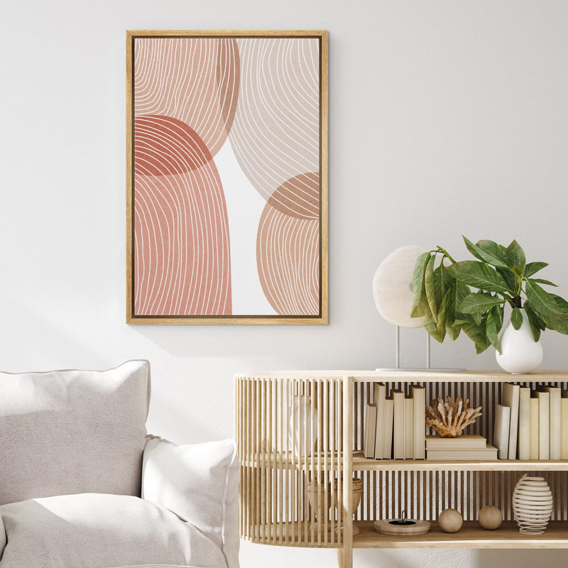 Ligne géométrique «Red Brown Nordic Circle Stripe Collage» sur, Naturel, H 24 po x l 16 po