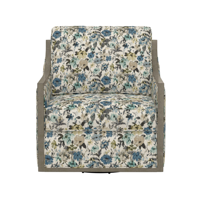 Icarus Upholstered Swivel Accent Chair, Blue