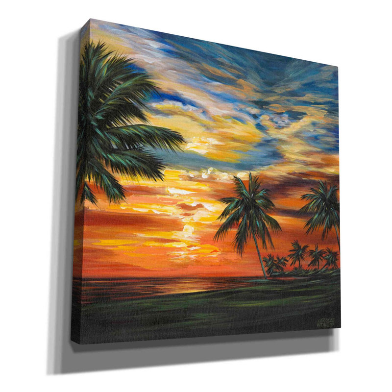 «Stunning Tropical Sunset II» par Carolee Vitaletti, art mural sur toile, H 37 po x l 37 po x P 1,5 po