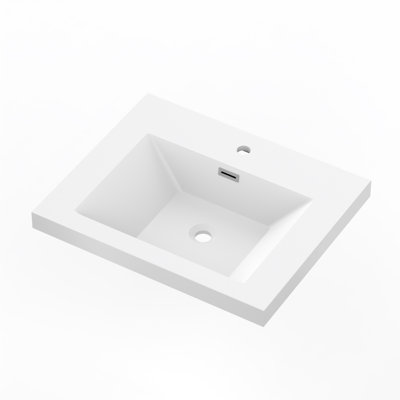 24" Single Sink Resin Top Integrated Bathroom Vanity Sink With Single Hole Faucet