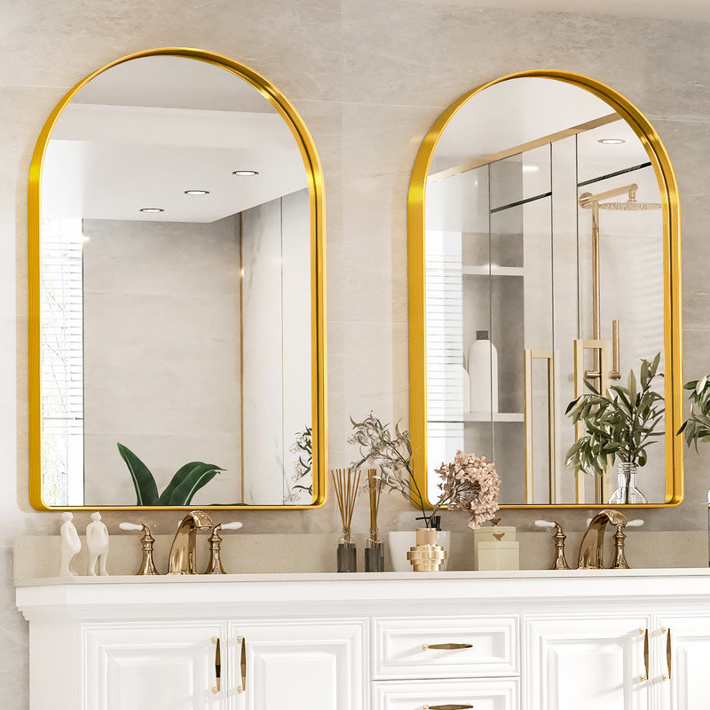 Arched Bathroom Mirror Vanity Wall Mirror,High-Strength Tempered Glass and Aluminum Alloy Framed French Cleat Mounted Wall & Bathroom Mirror