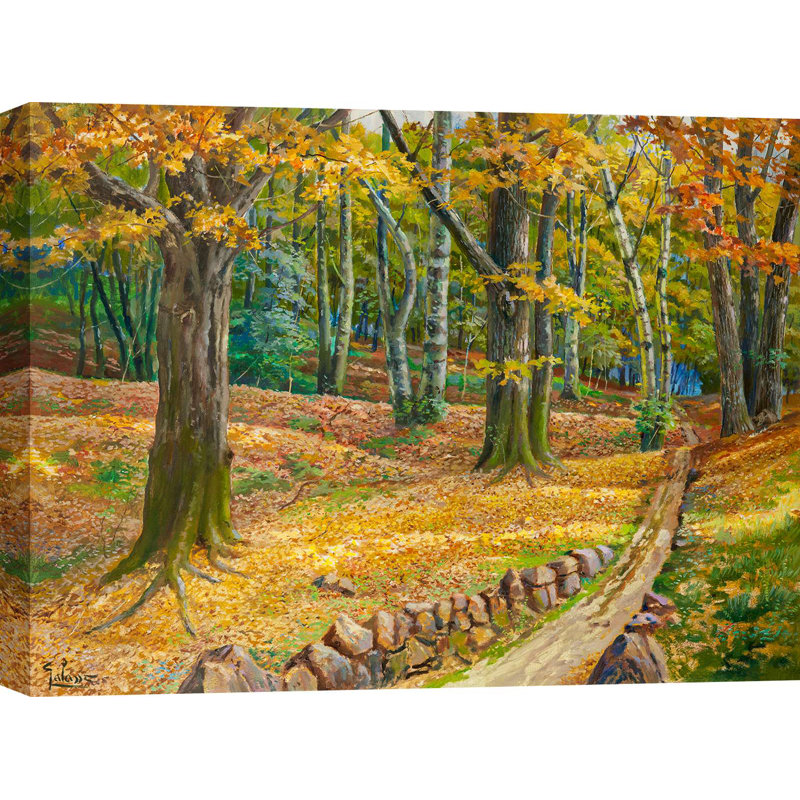 Landscape Painting: Forest Path by Adriano Galasso - Wrapped Canvas Print, 70cm H x 100cm W