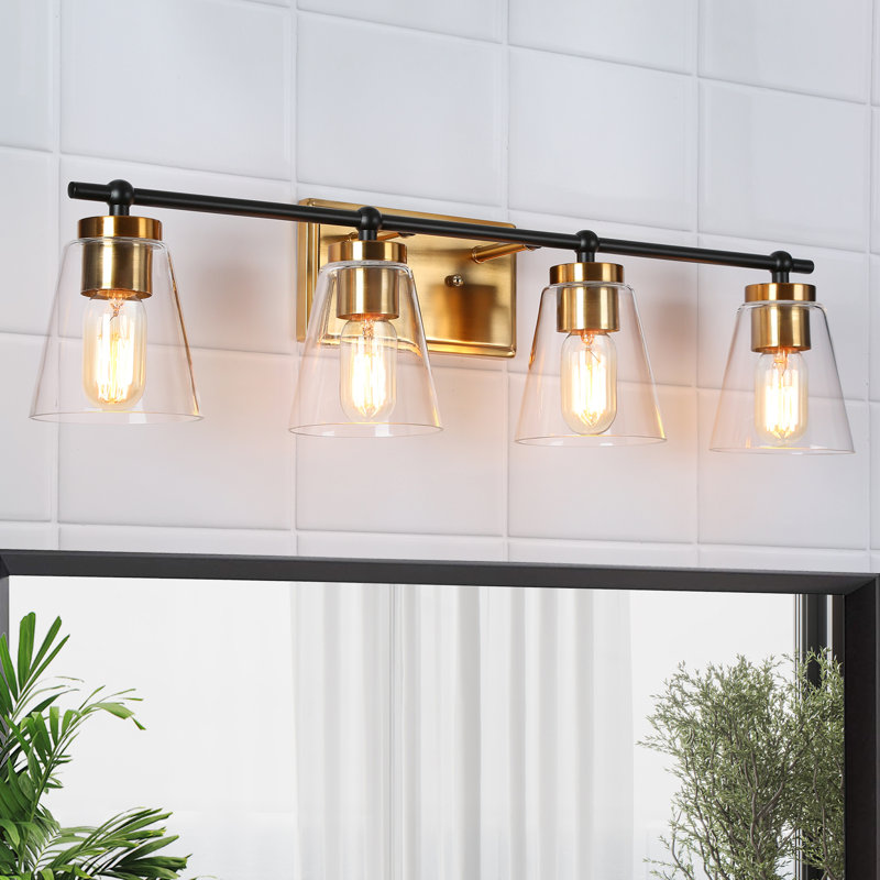 4-Light Dimmable Modern Bathroom Vanity Light, 8" H x 29" W x 6.5" D, 4 Lights
