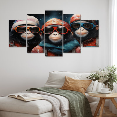 Popart Monkeys At The North Pole - Monkey Multipanel Wall Art Set