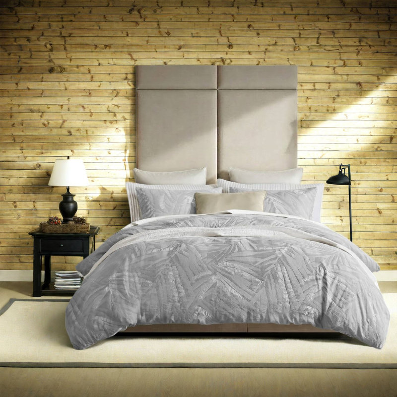 Ensemble de literie pour lit très grand en coton de qualité supérieure, couette moderne gris clair pour la maison