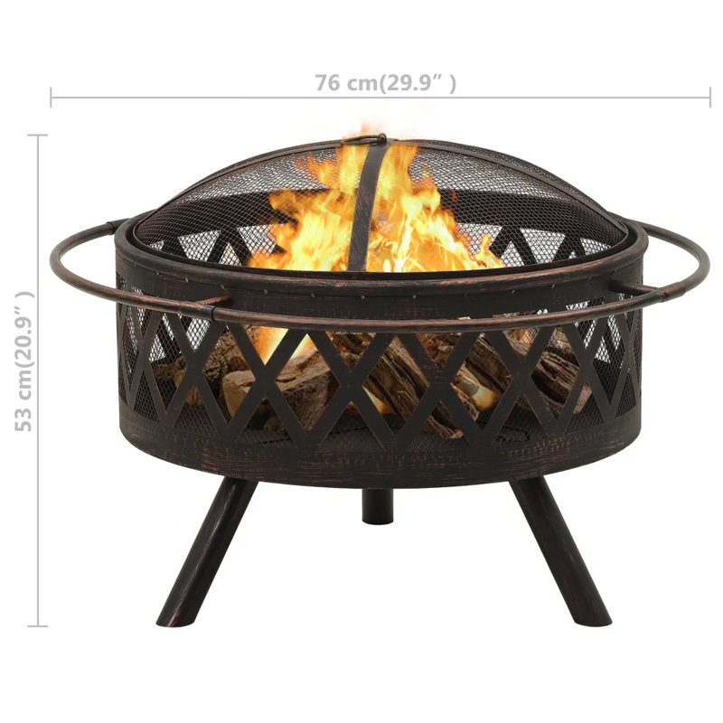 Friese Rustic Fire Pit with Poker 76 cm XXL Steel