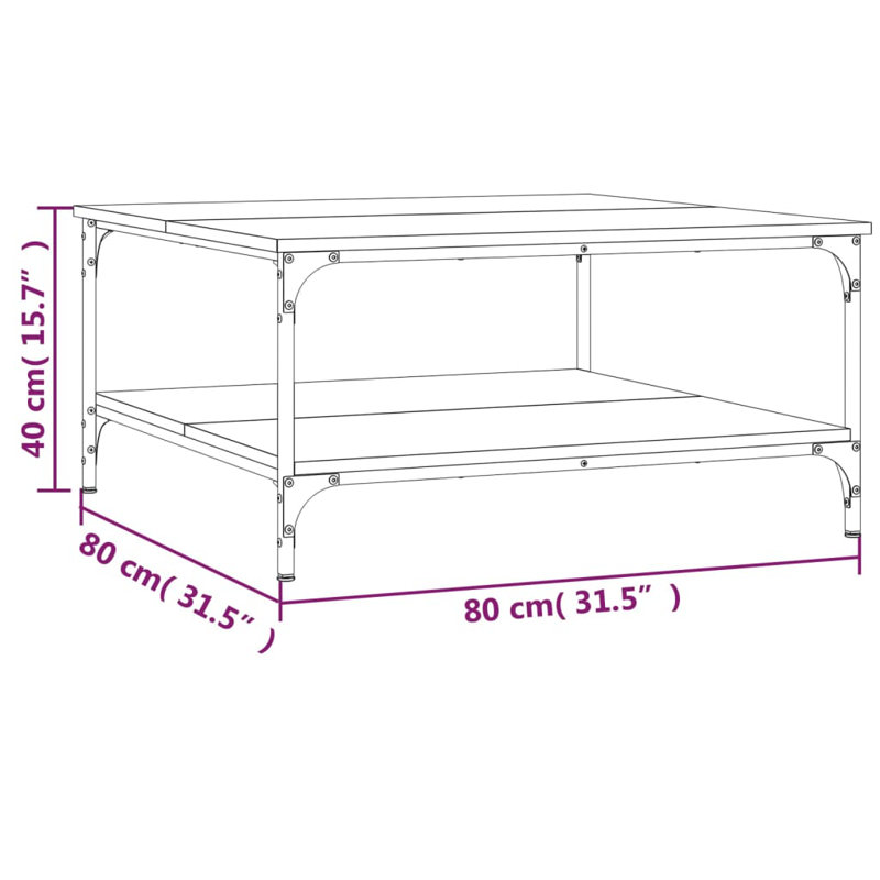 Add a touch of elegance to your living room with this stylish coffee table., Black, 40cm H x 80cm W x 80cm D