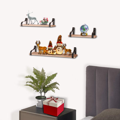 Turbotville 3 Piece Solid Wood Floating Shelf