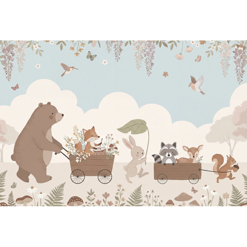Papier peint animaux nature fantaisiste, Peler et coller, 200"x120"