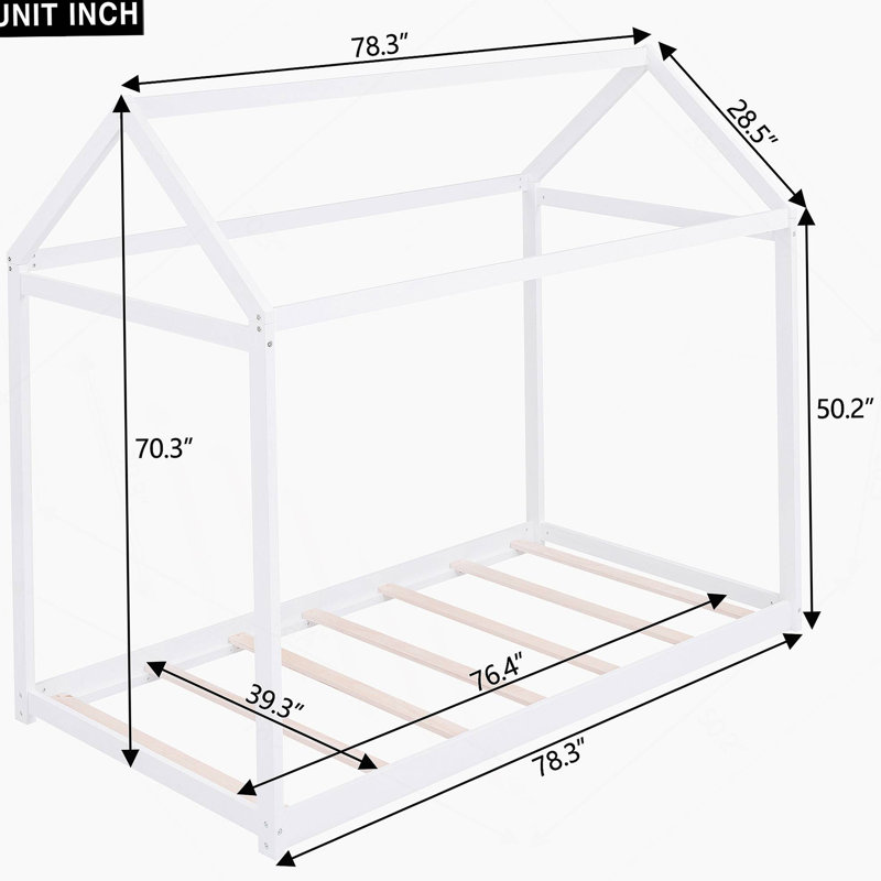 Lit simple en bois, blanc