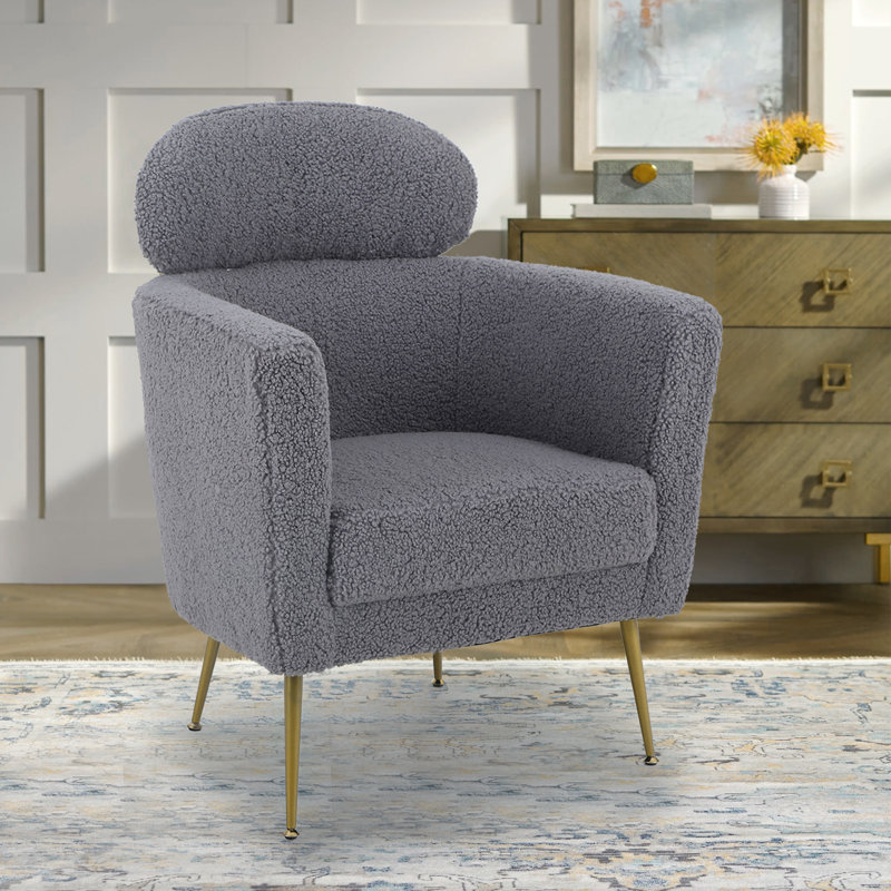 Aurich Upholstered Barrel Chair, Gray Polyester Blend