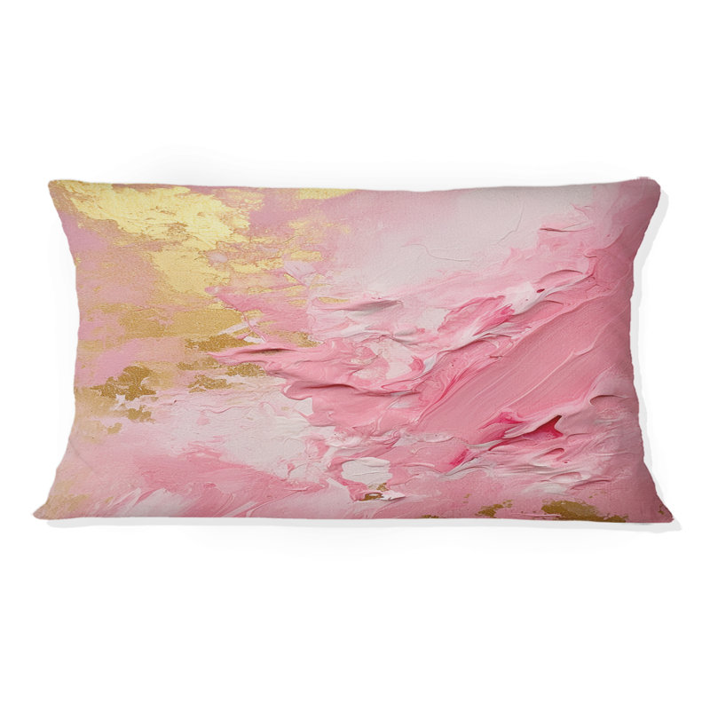 Coussin décoratif imprimé rose et or rose - Energies III
