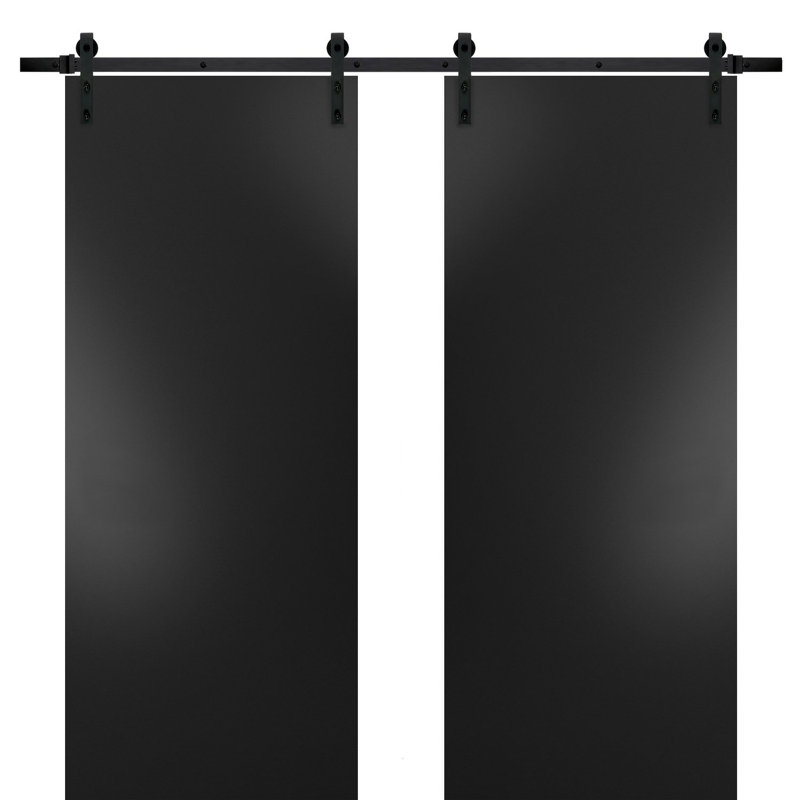 Portes de grange encastrées Planum avec quincaillerie d'installation Planum, 28 po x 80 po, Noir mat