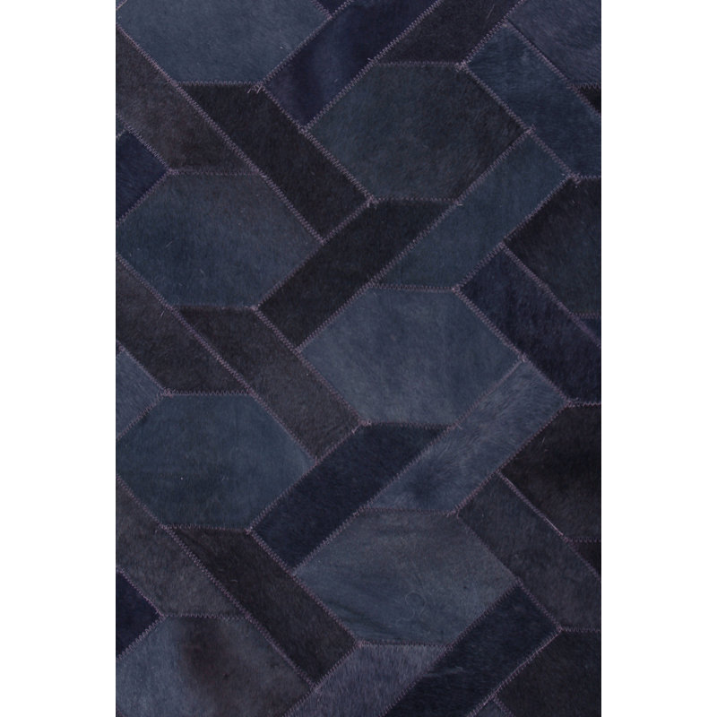 Natural Hide Cowhide Geometric Area Rug, Rectangle 9'6" x 13'6"