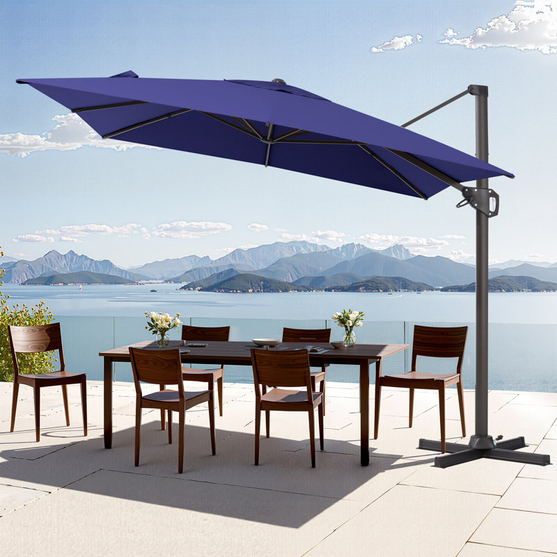 Parasol rectangulaire en porte-à-faux 128 po x 104 po, base lestée non inclus, Marine