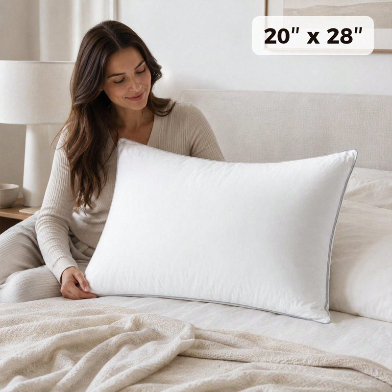 Ensemble de 2 coussins en plumes d'oie Fluffy, Grand lit