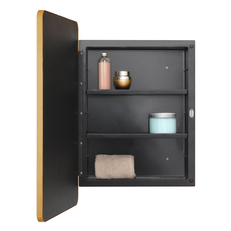Rivesville Medicine Cabinet Mirror, Black, 25" H x 16" W